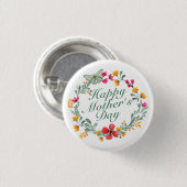 Elegant Happy Mother's Day Floral Wreath Button (Vorne & Hinten)