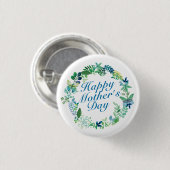 Elegant Happy Mother's Day Floral Wreath Button (Vorne & Hinten)