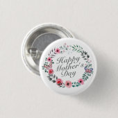 Elegant Happy Mother's Day Floral Wreath Button (Vorne & Hinten)
