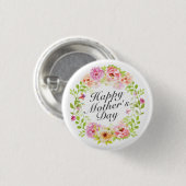 Elegant Happy Mother's Day Floral Wreath Button (Vorne & Hinten)