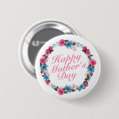 Elegant Happy Mother's Day Floral Wreath Button (Vorne & Hinten)