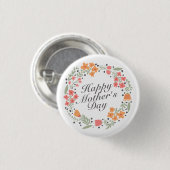 Elegant Happy Mother's Day Floral Wreath Button (Vorne & Hinten)