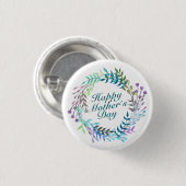 Elegant Happy Mother's Day Floral Wreath Button (Vorne & Hinten)