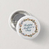 Elegant Happy Mother's Day Floral Wreath Button (Vorne & Hinten)