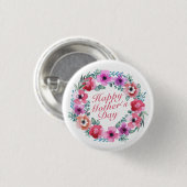 Elegant Happy Mother's Day Floral Wreath Button (Vorne & Hinten)