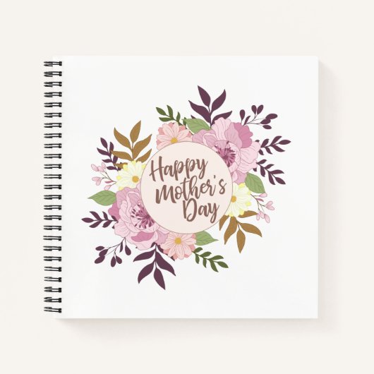 Elegant Happy Mother's Day Floral Wreath Gästebuch Notizblock (Vorderseite)