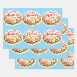 Elegant happy Mother's Day floral wreath Geschenkpapier Set