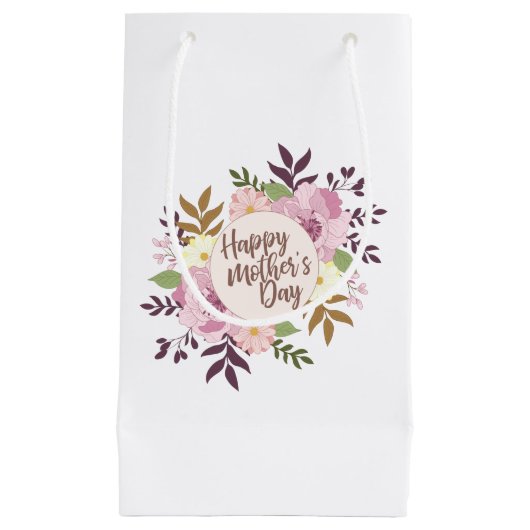 Elegant Happy Mother's Day Floral Wreath Geschenkt Kleine Geschenktüte (Vorderseite)