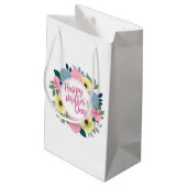 Elegant Happy Mother's Day Floral Wreath Geschenkt Kleine Geschenktüte (Rückseite Schrägansicht)
