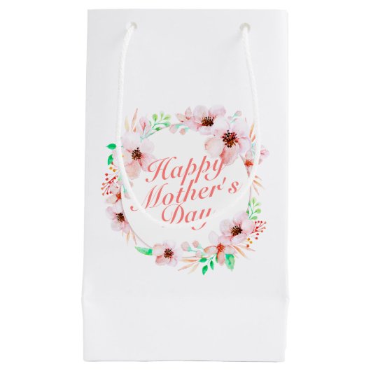 Elegant Happy Mother's Day Floral Wreath Geschenkt Kleine Geschenktüte (Vorderseite)