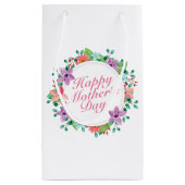 Elegant Happy Mother's Day Floral Wreath Geschenkt Kleine Geschenktüte (Rückseite)