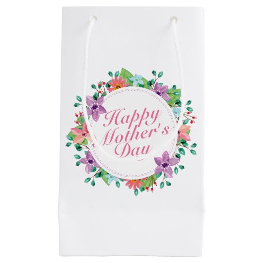 Elegant Happy Mother's Day Floral Wreath Geschenkt Kleine Geschenktüte (Vorderseite)