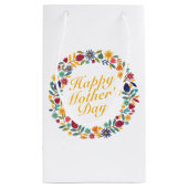 Elegant Happy Mother's Day Floral Wreath Geschenkt Kleine Geschenktüte (Rückseite)