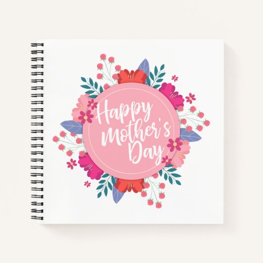 Elegant Happy Mother's Day Floral Wreath Guestbook Notizblock (Vorderseite)