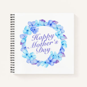 Elegant Happy Mother's Day Floral Wreath Guestbook Notizblock
