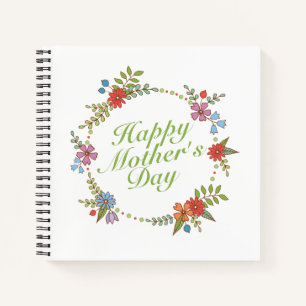 Elegant Happy Mother's Day Floral Wreath Guestbook Notizblock