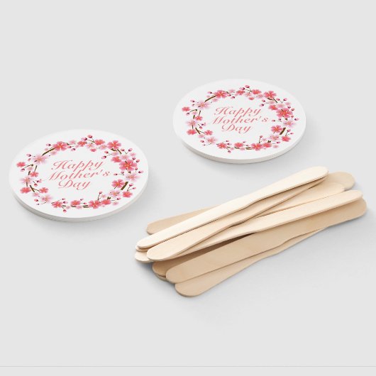 Elegant Happy Mother's Day Floral Wreath Hand Fan Fächer (Non-assembled)