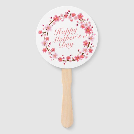 Elegant Happy Mother's Day Floral Wreath Hand Fan Fächer (Vorderseite)