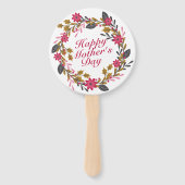 Elegant Happy Mother's Day Floral Wreath Hand Fan Fächer (Rückseite)