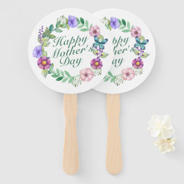 Elegant Happy Mother's Day Floral Wreath Hand Fan Fächer