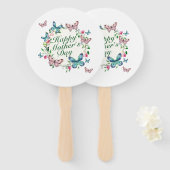 Elegant Happy Mother's Day Floral Wreath Hand Fan Fächer (Vorne und Hinten)