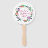 Elegant Happy Mother's Day Floral Wreath Hand Fan Fächer (Rückseite)