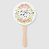 Elegant Happy Mother's Day Floral Wreath Hand Fan Fächer (Vorderseite)