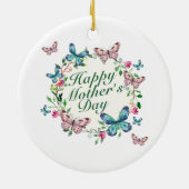 Elegant Happy Mother's Day Floral Wreath Keramik Ornament (Hinten)