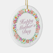 Elegant Happy Mother's Day Floral Wreath Keramik Ornament (Rechts)
