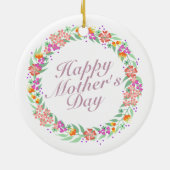 Elegant Happy Mother's Day Floral Wreath Keramik Ornament (Hinten)