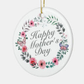 Elegant Happy Mother's Day Floral Wreath Keramik Ornament (Links)