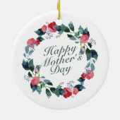 Elegant Happy Mother's Day Floral Wreath Keramik Ornament (Hinten)
