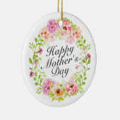 Elegant Happy Mother's Day Floral Wreath Keramikornament (Rechts)
