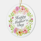 Elegant Happy Mother's Day Floral Wreath Keramikornament (Links)