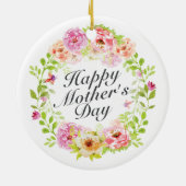 Elegant Happy Mother's Day Floral Wreath Keramikornament (Hinten)