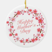 Elegant Happy Mother's Day Floral Wreath Keramikornament (Hinten)