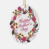 Elegant Happy Mother's Day Floral Wreath Keramikornament (Rechts)
