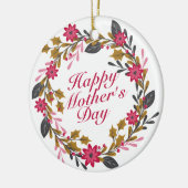 Elegant Happy Mother's Day Floral Wreath Keramikornament (Links)