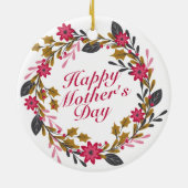 Elegant Happy Mother's Day Floral Wreath Keramikornament (Hinten)