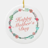 Elegant Happy Mother's Day Floral Wreath Keramikornament (Hinten)