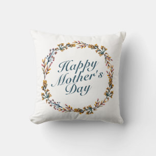 Elegant Happy Mother's Day Floral Wreath   Kissen
