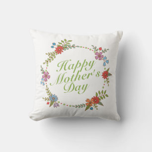 Elegant Happy Mother's Day Floral Wreath   Kissen