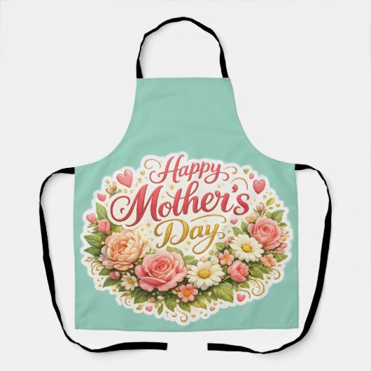 Elegant happy Mother's Day floral wreath kitchen a Schürze (Vorderseite)