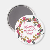 Elegant Happy Mother's Day Floral Wreath Magnet (Vorderseite/Rückseite)