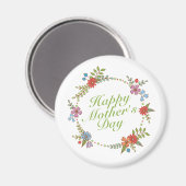 Elegant Happy Mother's Day Floral Wreath | Magnet (Vorderseite/Rückseite)