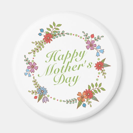 Elegant Happy Mother's Day Floral Wreath | Magnet (Vorne)