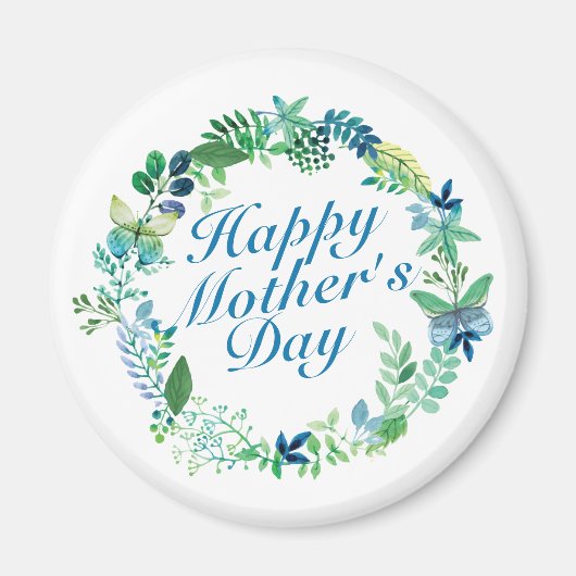 Elegant Happy Mother's Day Floral Wreath Magnet (Vorne)