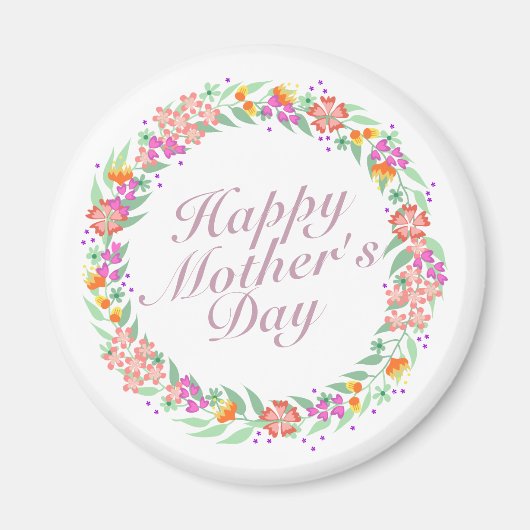 Elegant Happy Mother's Day Floral Wreath Magnet (Vorne)