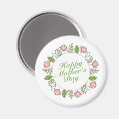 Elegant Happy Mother's Day Floral Wreath | Magnet (Vorderseite/Rückseite)