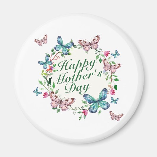 Elegant Happy Mother's Day Floral Wreath | Magnet (Vorne)